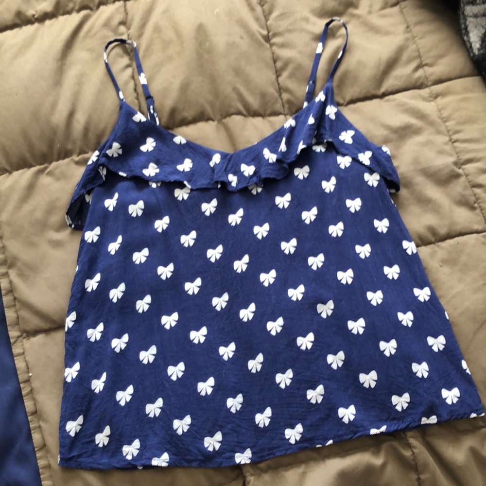 Divided by H&M navy ruffle printed tank top